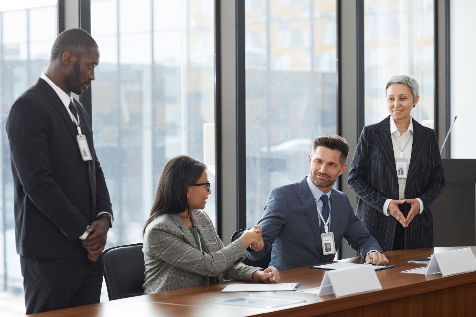 Executive leadership team discussing enterprise transition